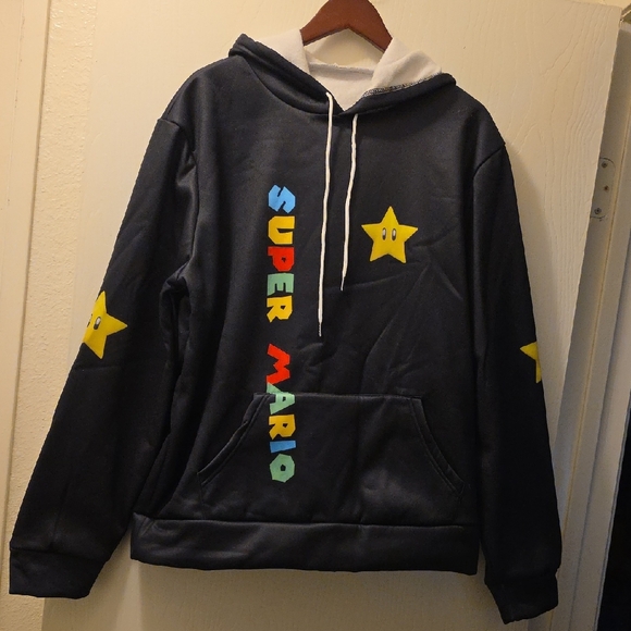 Nintendo Black Super Mario Hoodie with Star Design - Picture 1 of 3